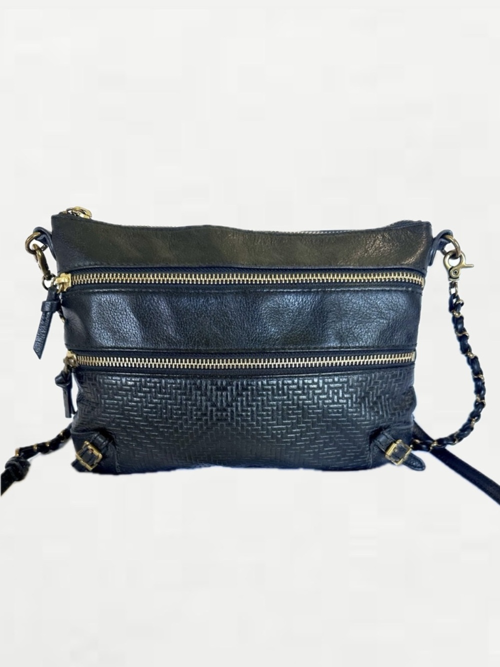 Leather Woven Chocolate Brown Elliott Lucca Messina Crossbody